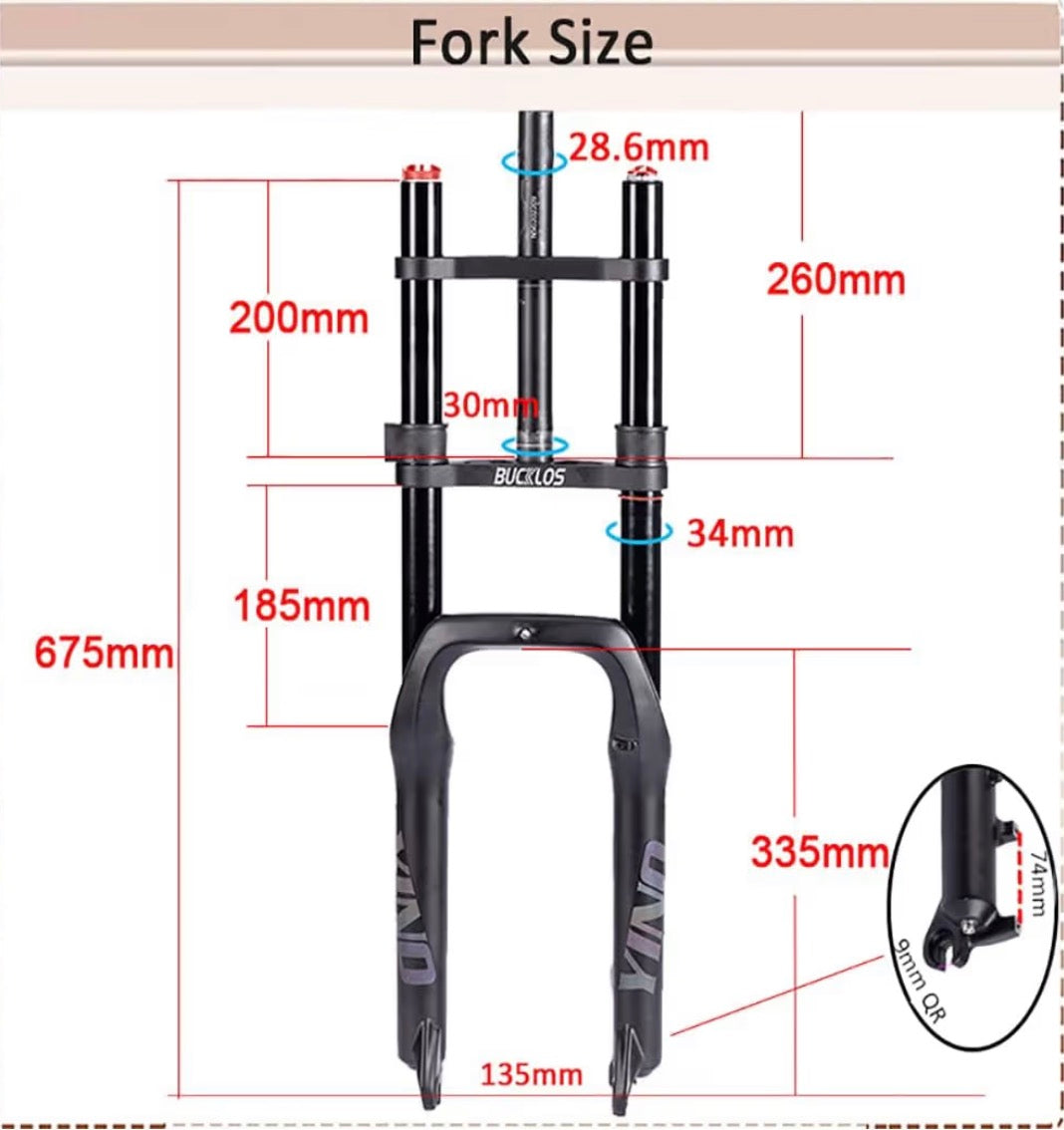 Upgraded Macfox,Super73,Ridstar Front suspension (Black)